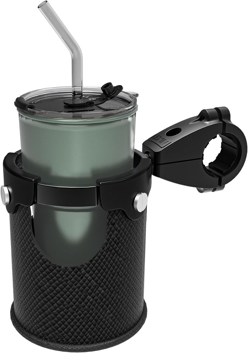 LEXIN C3 Motorcycle Cup Holder for Harley Davidson, Drink Holder with 360°Swivel Ball-Mount, Aluminum Clamp for 7/8'' to 1 1/4'' Handlebar/Bumper/Pole Mount, Fits for ATV/UTV/Scotter, Black - Image 1